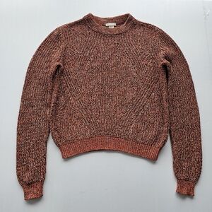 Rust Orange Ladies Chunky Knit Crewneck Sweater Top Size Medium